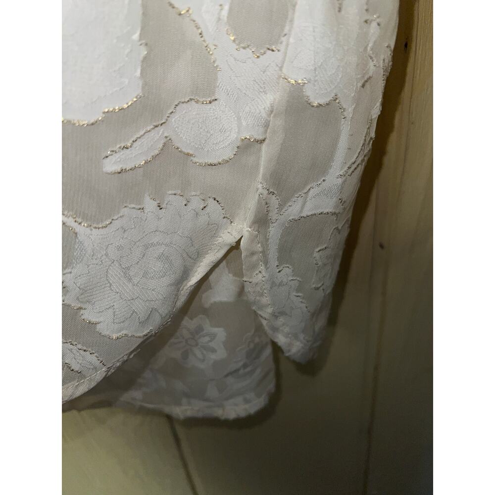 Sheilay Top Womens Large Sexy Sheer Blouse Chiffon Crochet Cottagecore Romantic - Picture 7 of 11